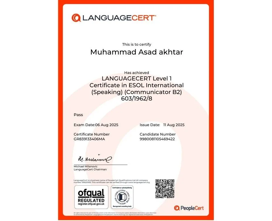 muhammad asad akhtar language cert result