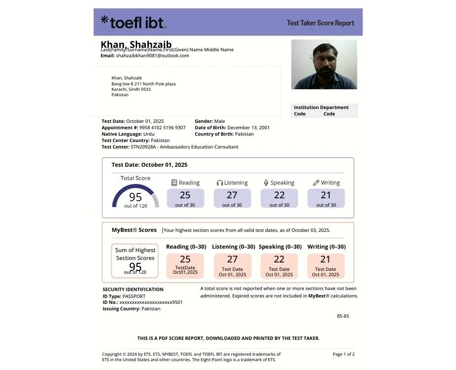 khan shahzaib toefl result