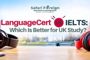 Comparing LanguageCert vs IELTS requirements for studying at a UK university.