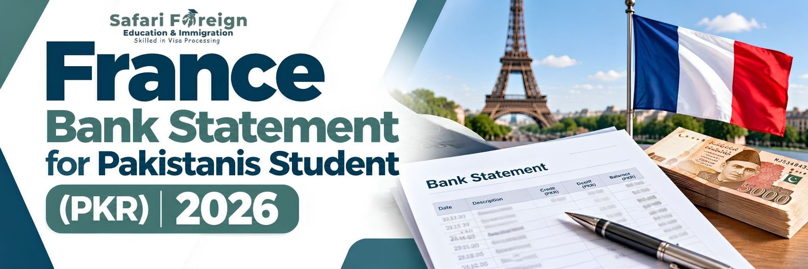 France Bank Statement for Pakistanis Student (PKR) 2026