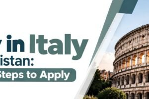 Study in Italy from Pakistan guide highlighting five simple steps for university admission and visa application.